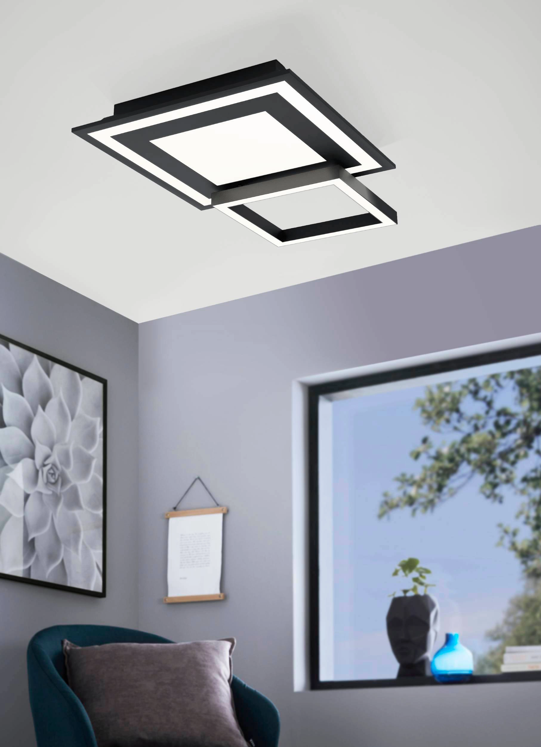 Eglo LED-Deckenleuchte Zigbee Savatarila-Z Eckig Weiß Schwarz 2,7 W kaufen  bei OBI