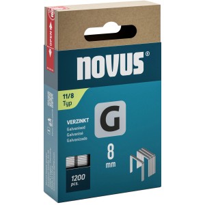 Novus Flachdrahtklammern G 11, 8 mm, 1200 Stück, verzinkt, für Tacker.