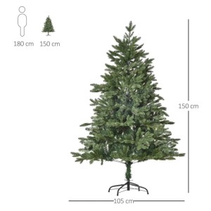 Grüner HOMCOM künstlicher Weihnachtsbaum, 150 cm hoch, 105 cm Durchmesser, mit Ständer.