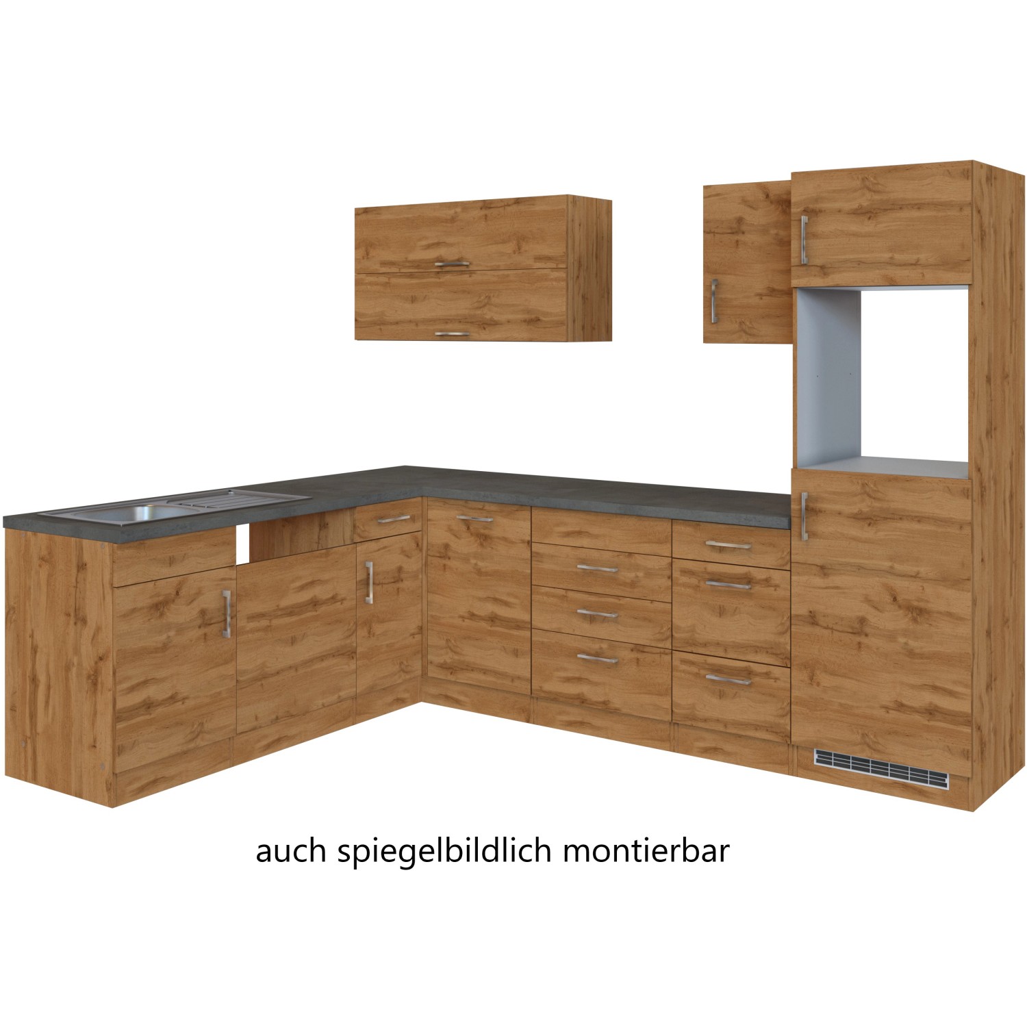 Held Möbel Winkelküche Sorrento in Wotaneiche, 210/270 cm, ohne E-Geräte.