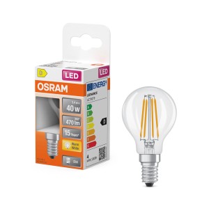 Osram LED-Leuchtmittel E14 Tropfenform 3,4 W 470 lm Warmweiß Klar 8,4 x 4,5 cm