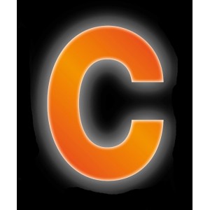 Reflektierender, orangefarbener Klebebuchstabe "C" von Conacord, 8 cm hoch.