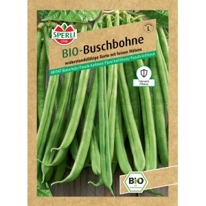 Samenpackung Sperli Bio Buschbohne: Fadenlose, grüne Bohnen, ertragreich und widerstandsfähig.