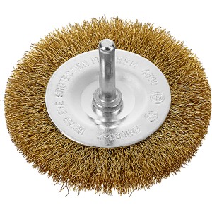 LUX Messing-Scheibenbürste, Ø 75 mm, für Bohrmaschinen zum Entrosten und Reinigen.