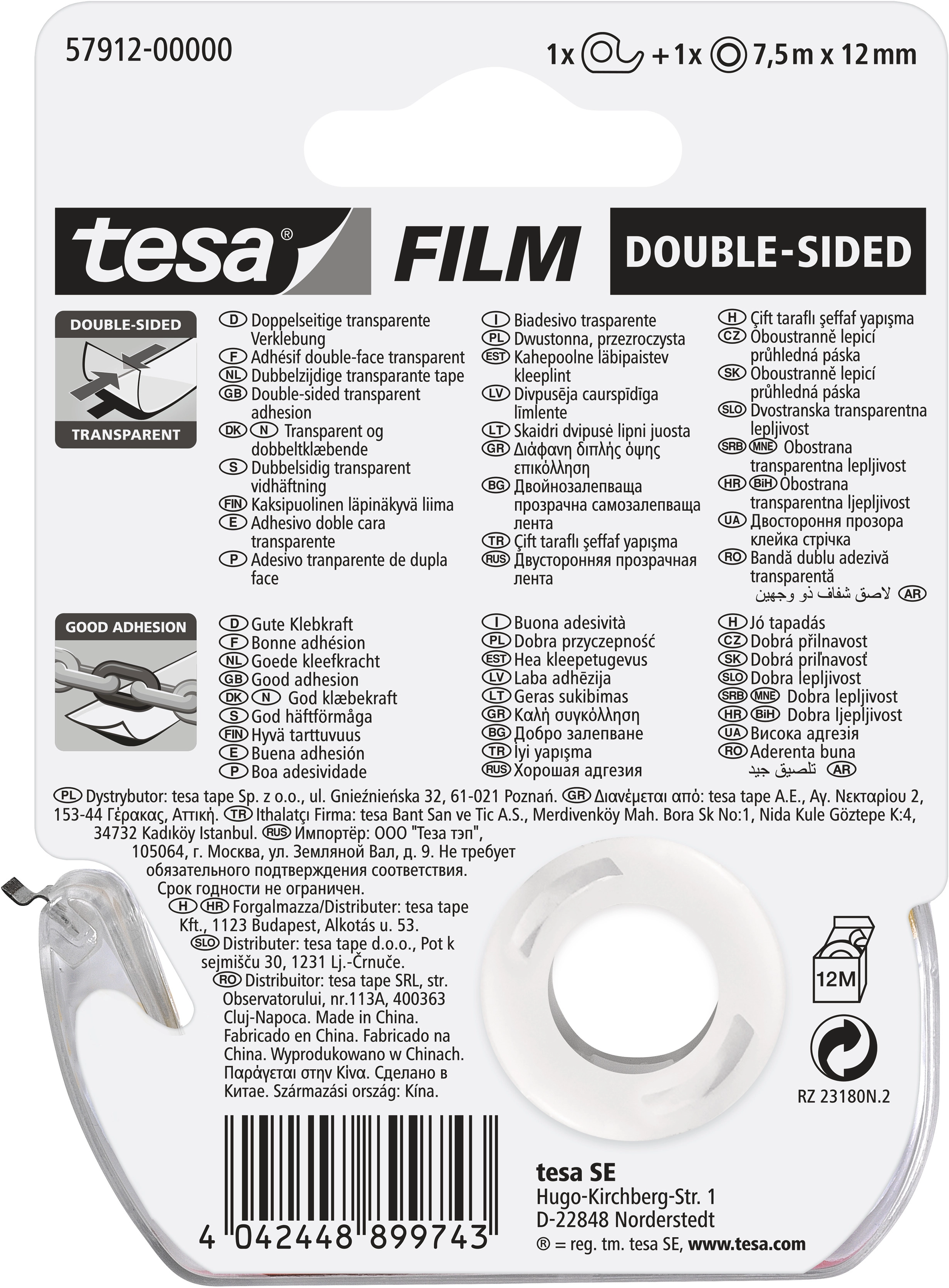 tesa Photo Film 7,5m x 12mm doppelseitig klebend, Film, Tesa