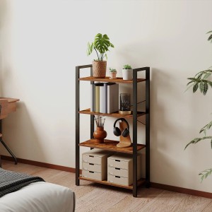 Songmics Bücherregal Barnet mit 4 Ebenen im Industrie-Design in Braun und Schwarz.