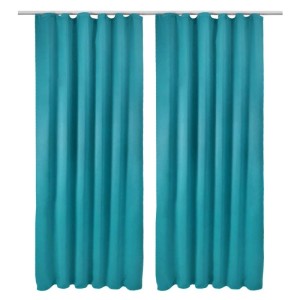 Türkise Beautissu Blackout Vorhänge Amelie, 2er Set, 140x245 cm mit Kräuselband.