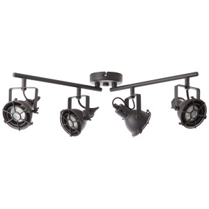 Schwarzer 4er LED-Spot Jesper von Brilliant, Deckenspot mit vier Strahlern.