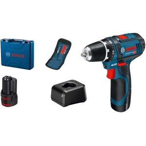 Bosch Professional Akku-Bohrschrauber GSR 12V-15 Set mit Akkus, Ladegerät, Bit-Set und Koffer.
