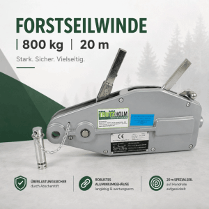 TRUTZHOLM Seilzug 800 kg Greifzug Seilwinde Forstseilwinde Offroad Winde 0,8t 20 m Seil