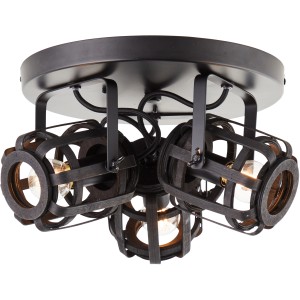 Schwarzer 3-flammiger Deckenstrahler Woodrow von Brilliant mit Bambus-Optik. Spots für Innenräume.