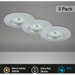 Briloner LED-Einbauleuchten Attach, 3er-Set aus Aluminium, starre, runde Form. Ideal für Bad und Wohnraum.