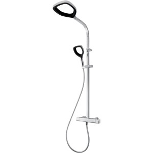 Breuer Duscharmatur Aquamaxx Splash Schwarz mit Kopf- und Handbrause, Chromoptik.