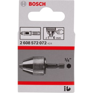 Bosch Schnellspannbohrfutter bis 6 mm für Bohrmaschinen, werkzeugloser Wechsel.