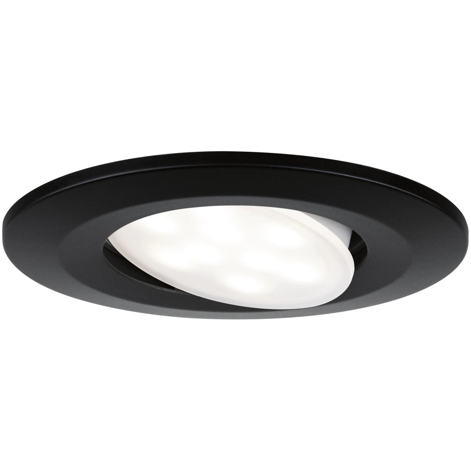 Schwenkbarer, runder Paulmann LED-Einbaustrahler Calla, 3x6W, schwarz matt, 4000K, IP65.