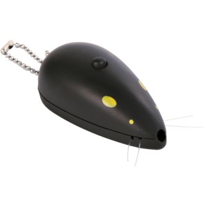 Trixie Catch the Light, 7 cm, Katzenspielzeug in Form einer schwarzen Maus mit gelben Punkten und Laser.