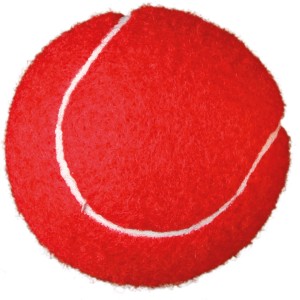 Roter Jollypaw Tennisball, ø 6 cm, für Hunde, Apportierspielzeug.