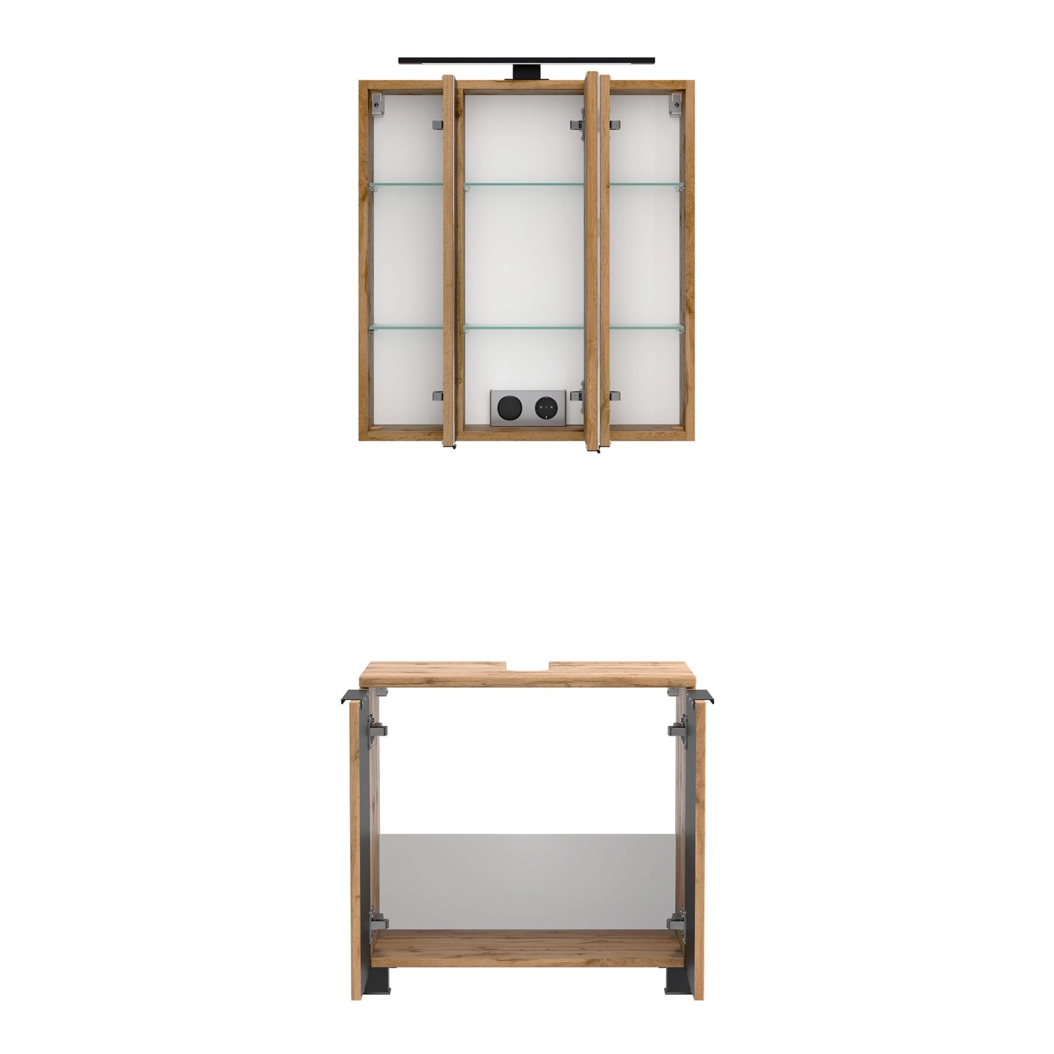 Held Möbel Unterbecken-Set 200 x 60 x 35 cm Wildeiche 2 Türen 2-tlg._3