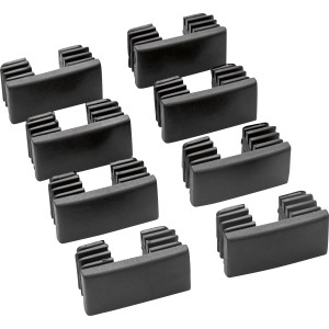 8 schwarze Fußkappen aus Kunststoff für Honey Grove Gartentisch.