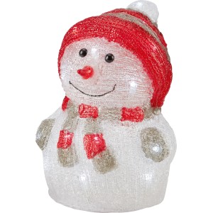 Leuchtender Acryl-Schneemann mit LED-Beleuchtung, mehrfarbig, für weihnachtliche Außen-Dekoration.