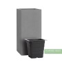 Grauer Pflanzwerk® Tower Pflanzkübel (50x23x23cm) mit schwarzem Pflanzeinsatz.