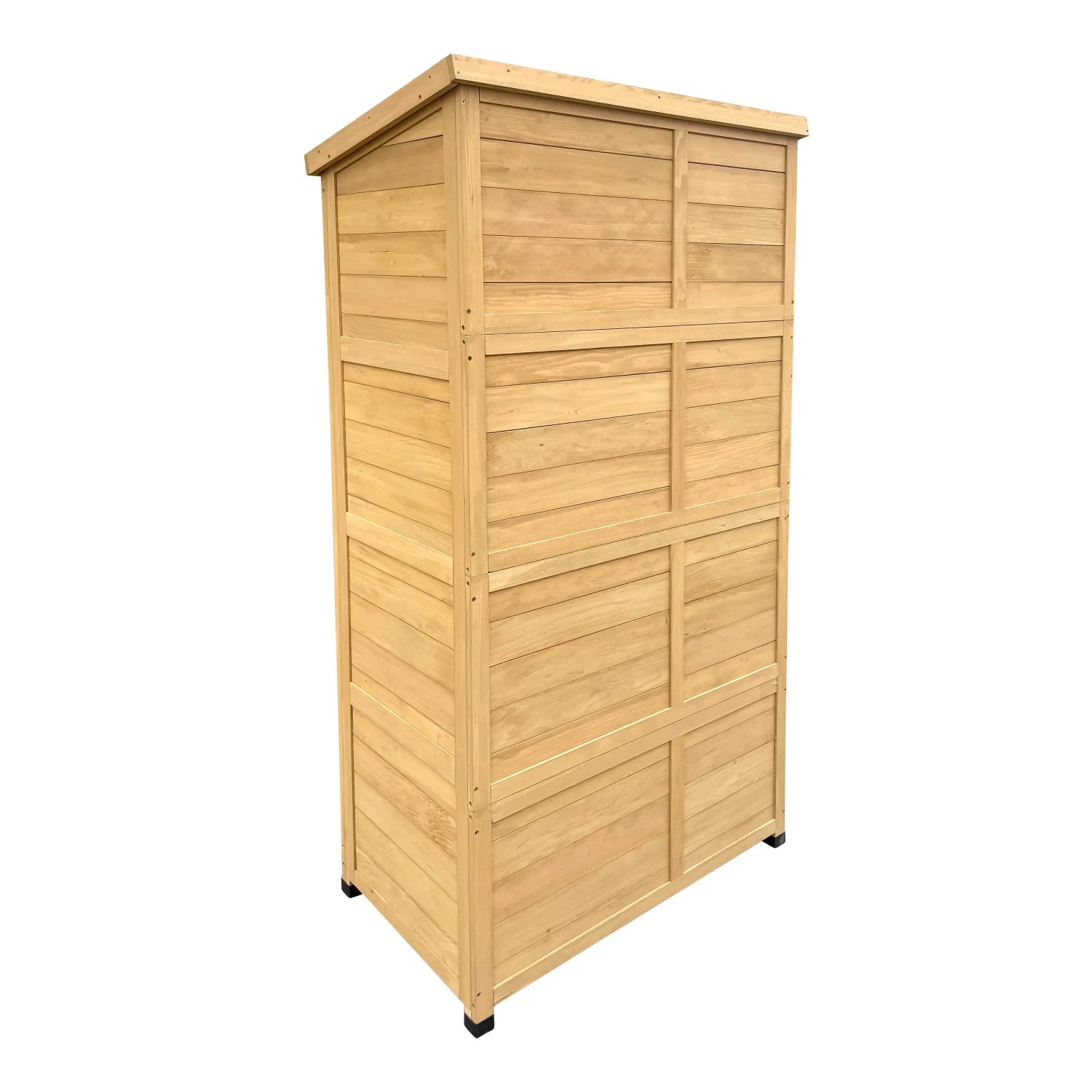 Brauner Axi Gartenschrank Hugo aus Holz (FSC®) mit verzinktem Dach für Gartengeräte.