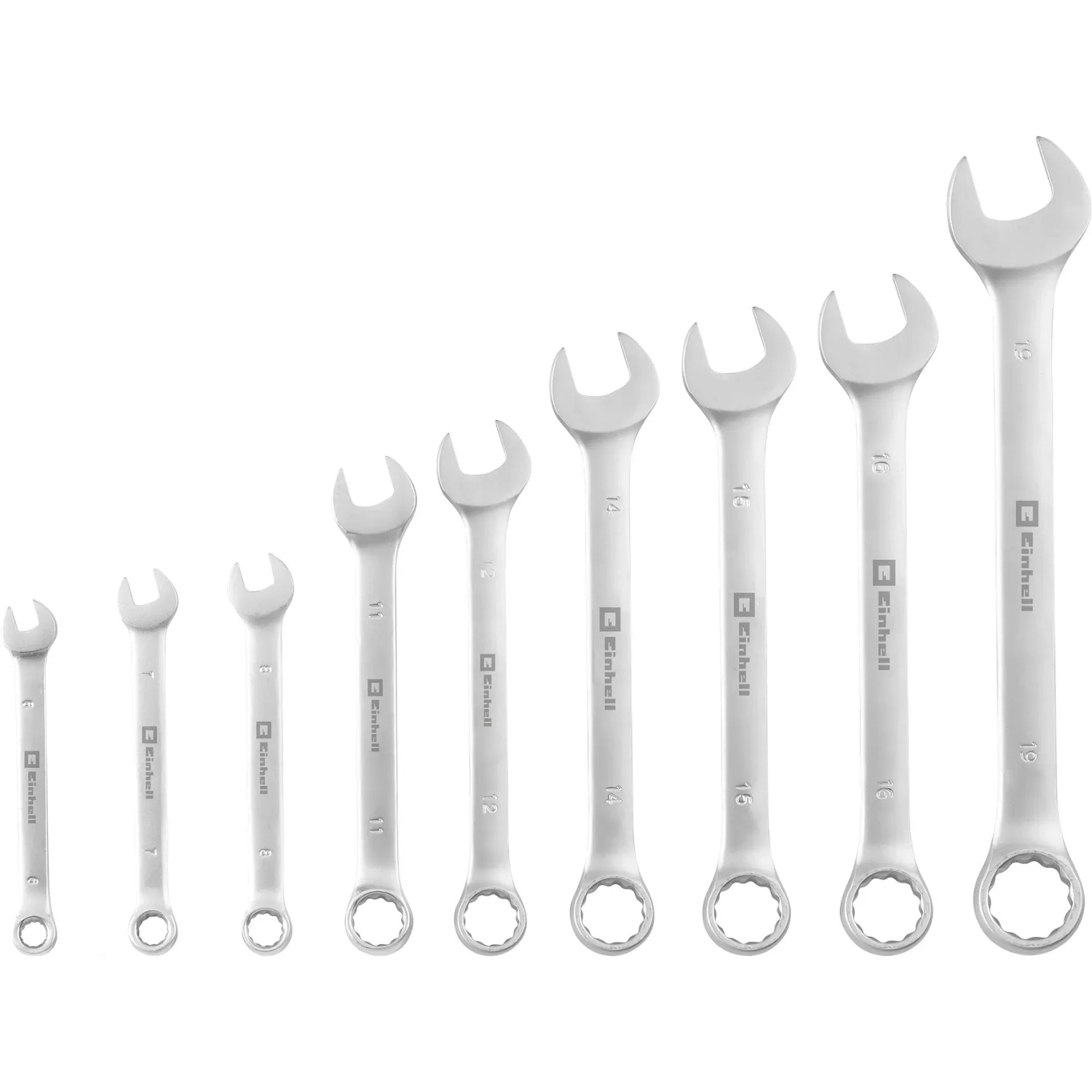 Einhell Gabel-Ringschlüssel Set, 9-teilig, Größen 8-19 mm, für Werkzeugkoffer