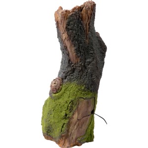 Dobar Gartenbrunnen XL Baumstamm gewunden mit Pumpe und LED-Beleuchtung in Holzoptik.