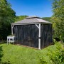 Sojag Pavillon Messina 12x16 Champagner mit Moskitonetz im Garten.