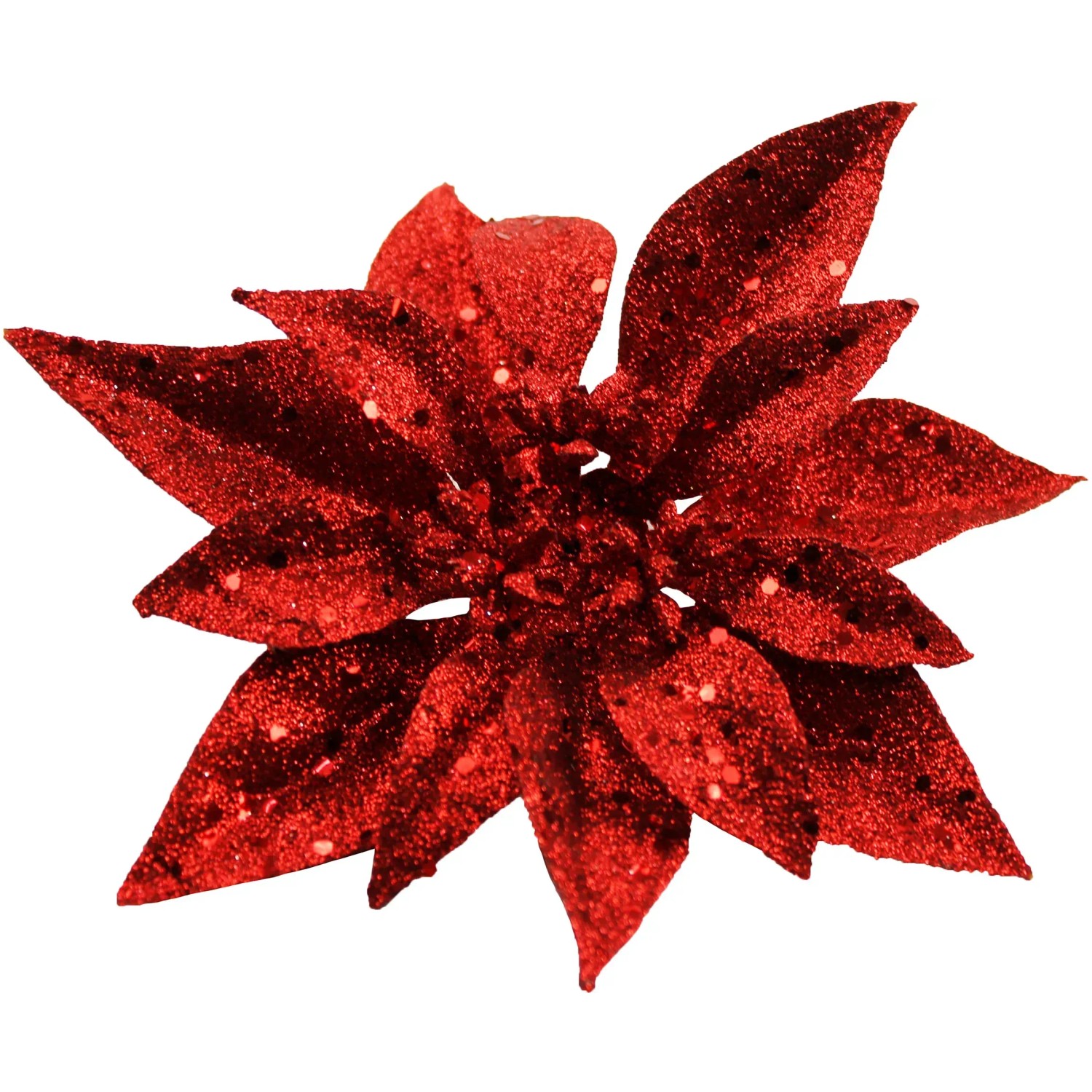 Weihnachtliche Blume mit Clip Rot mit Glitter 14 cm kaufen bei OBI