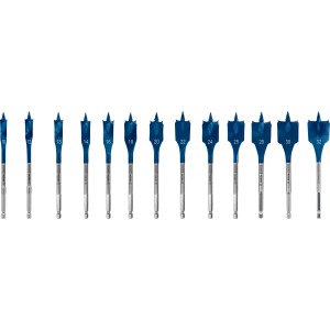 Bosch Expert Selfcut Flachfräsbohrer Set, 13-teilig, Ø 10-32 mm, für schnelles Bohren in Holz.