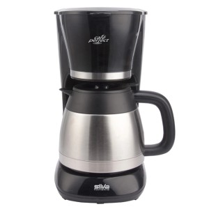 Silva-Homeline Kaffeemaschine mit Thermokanne, Edelstahl und Schwarz, 1 Liter Fassungsvermögen.