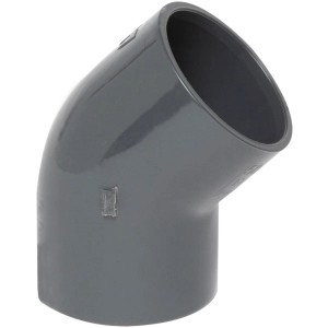 Steinbach PVC Winkel 45° für Pool Verrohrung, grauer Kunststoff.
