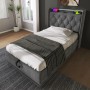 okwish Polsterbett 90x200cm mit LED USB C Einzelbett Grau mit Matratze_3