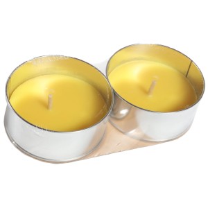 2er Set FlowerPower Citronella Duftkerzen im Alutöpfchen für den Außenbereich.