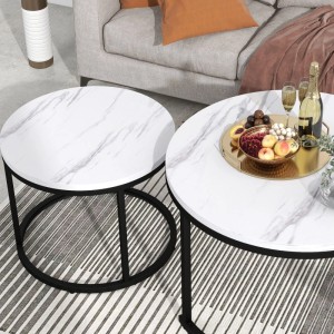 Merax Couchtisch Set Zweiteilig Rund Beistelltisch Wohnzimmertisch