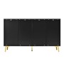 okwish Sideboard mit 4 Türen 4 Schubladen Goldgriffen Wohnzimmer Esszimmer 140x38x82cm Schwarz_8