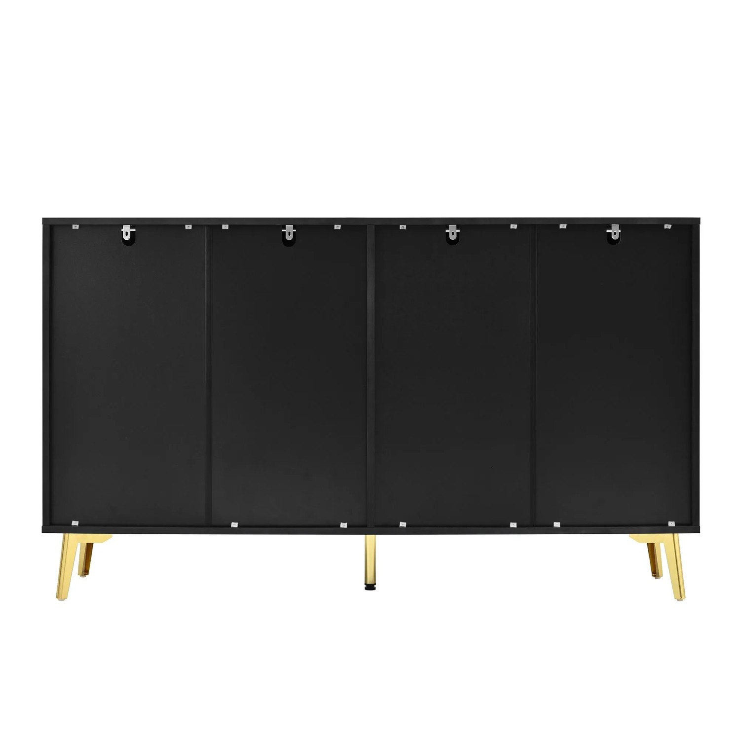okwish Sideboard mit 4 Türen 4 Schubladen Goldgriffen Wohnzimmer Esszimmer 140x38x82cm Schwarz_8