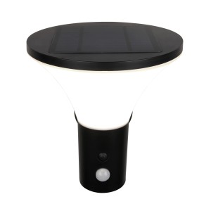 Schwarze Reality LED Solar-Wandleuchte Gorda mit Bewegungsmelder für den Außenbereich.