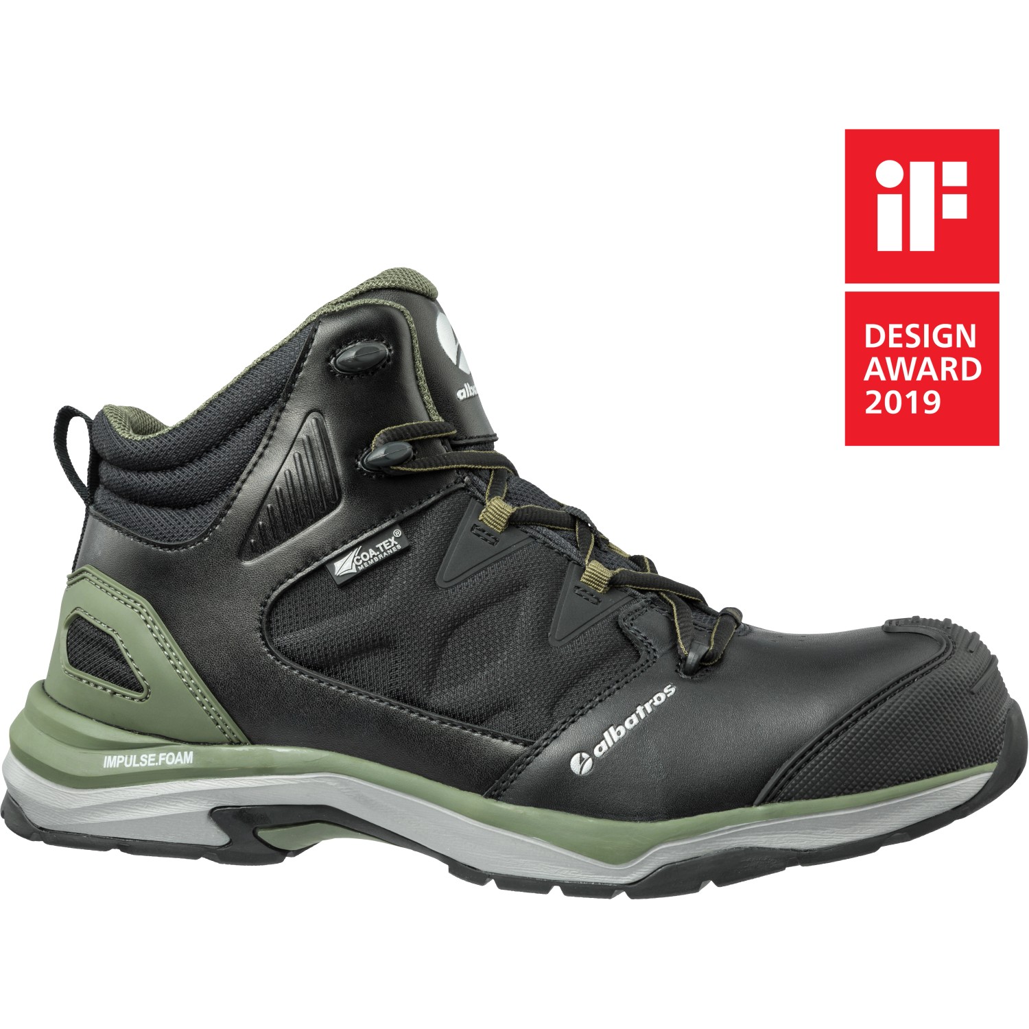 Albatros Sicherheitsstiefel Ultratrail CTX Mid S3, schwarz-oliv, Größe 39. Arbeitsschuhe mit Fiberglaskappe und Durchtrittschutz.