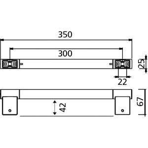 Technische Zeichnung: Keuco Plan Haltegriff, verchromt, mit Maßangaben für die Bad-Montage.