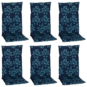 Beo Sitzauflage Hochlehner Bunde 6er-Set Hellblau-Dunkelblaue Blumen