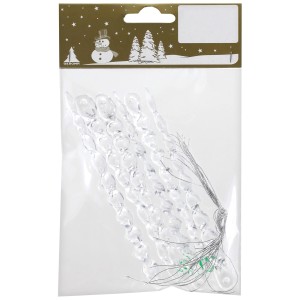 Weihnachtsdeko: Transparentes Eiszapfen-Set aus Kunststoff, 6 Stück zum Aufhängen.