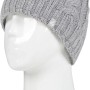 Grau melierte Heat Holders Damenmütze mit Zopfmuster auf Schaufensterpuppe.