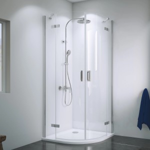 Breuer Runddusche Radius 55 Panorama, Chrom/Klarglas, 100x100 cm mit Drehtüren.