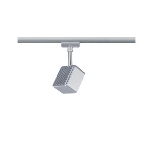 Dimmbarer URail LED Spot Cube (8W) in Chrom matt für Schienensysteme.