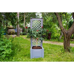 KHW Pflanzkasten klein mit Spalier Grau