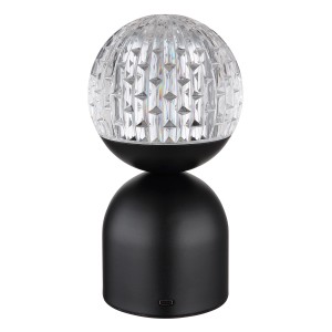 Globo Tischleuchte Julsy, schwarz matt, 20 cm. LED-Tischlampe mit Kristall-Effekt.