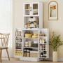 Weißer HOMCOM Küchenschrank im Landhausstil mit Glasvitrine, Arbeitsplatte, Türregalen & viel Stauraum.