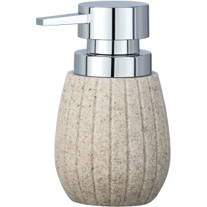 Beiger Wenko Schaumspender Cantaloup aus Polyresin mit Chrom-Pumpe für Badezimmer.